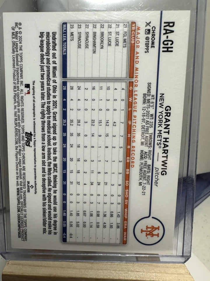 2024 Topps Chrome - Rookie Auto Gold Wave Refractor #RA-GH Grant Hartwig /50  - Image 2 of 2