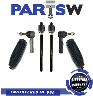 PartsW 6pc Suspension Kit For Dodge Dakota Durango - Inner & Outer Tie Rods With Bellows Boots