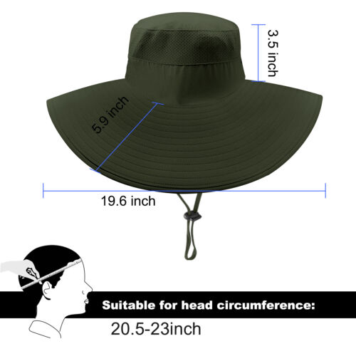 Men Women Wide Brim Sun Hat Breathable Bucket Cap Summer Fishing UV Protection - Picture 75 of 186