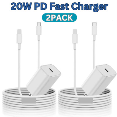20W Super Fast Charger Type C For iPhone 14 13 12 11 Pro Max Xs XR Max 8 7 2PACK
