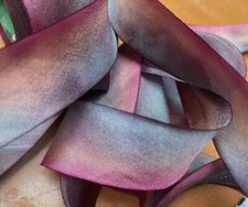 silk ribbon 1" on the bias hand dyed 1yd made in USA magenta multi