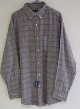 John Ashford Mens Long Sleeve Dress Shirt Size XL Fig Brown Button Down