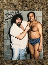 Wrestling Johnny Rodz autographed 8 x 10 photo, with Lou Albano 