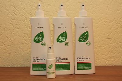 77,33/L 3 x LR Aloe Vera Emergency Spray Notfallspray + kl. Pumpflasche (leer)