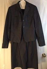Ann Taylor Black Denim 2pc Sheath Dress w/ Jacket  Women's Career  Sleeveless 6