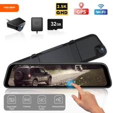 12in Dual Lens Car DVR Mirror Dash Cam Recorder Rear View Camera Parking Monitor