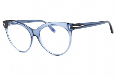 New Tom Ford FT TF5827-B 090 Cat Eye Crystal Blue Eyeglasses Authentic