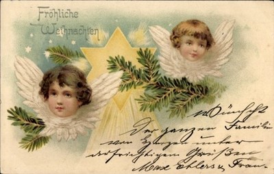 Postcard Congratulations Christmas, Angel, Fir Branches - 11609207
