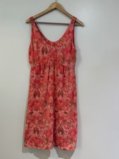 Fresh Produce Coral-Red Sleeveless Dress floral lined made in USA w/stretch med