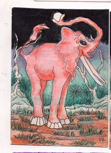 aceo art cards original watercolors elephants 1