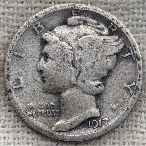 1917 Mercury Dime VG/Fine : Valuable Date (Only 10K Left) - .9 Fine Silver