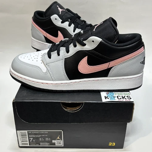 Jordan 1 basso nero grigio rosa grandi bambini taglia 7 anni giovani nuovo (UK6 EU40) 553560 062