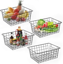 Black Metal Wire Storage Baskets 4 Pack Pantry Organizer Bins