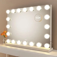 Vanity Mirror with Lights, 22.8WX18.2L Tabletop Hollyhood Makeup Mirror with ...
