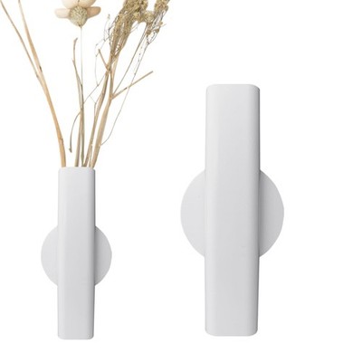 2 PCS WallMounted Flower Tube Top Bottom Open Vase Metal Decoration White 7Inch