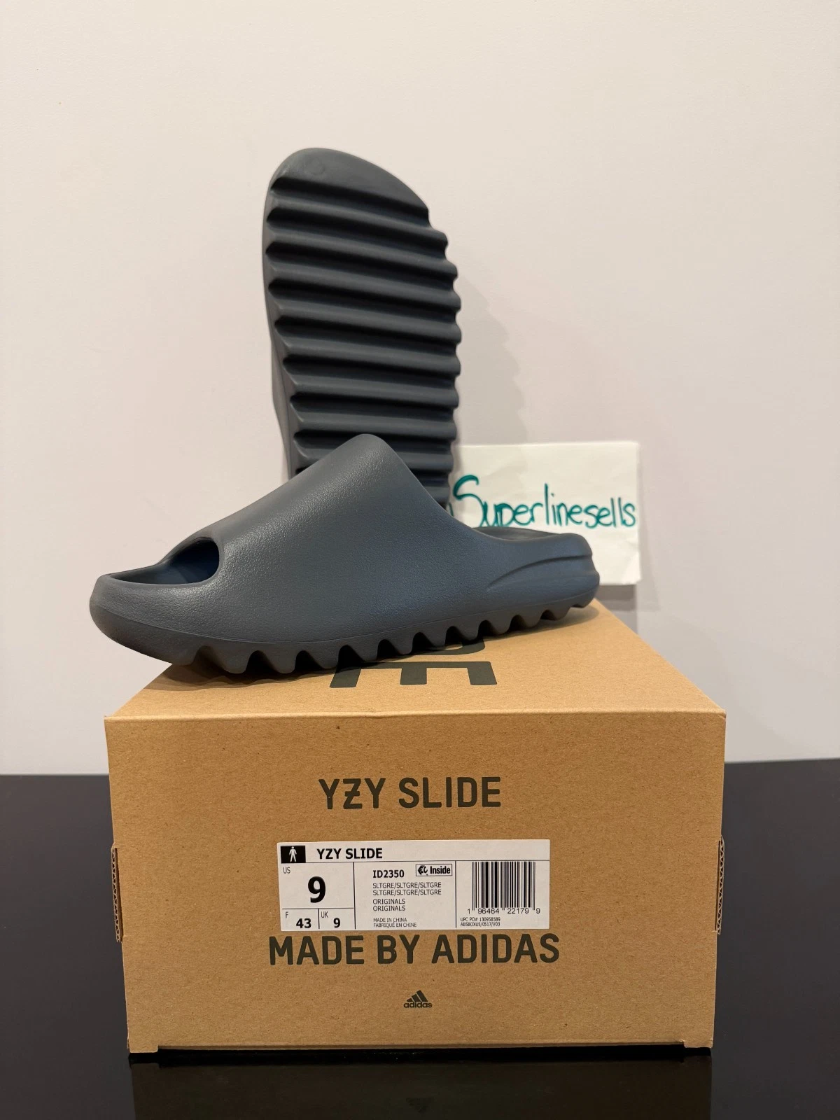 Adidas Yeezy Slide Slate Grey Size 9 (100% Authentic) ID2350