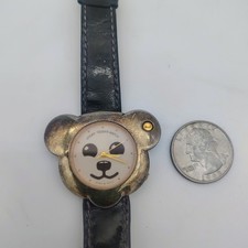 Steiff Bear Watch Pink Dial Black Strap Watch NEW BATTERY