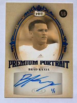 2017 SAGE HIT PREMIUM PORTRAIT #PP-BK BRAD KAAYA RC 1/1 NM-MT+? MIAMI HURRICANES