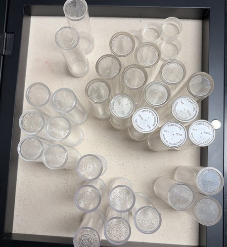 Lot of 30 Empty Vintage Plastic Penny Coin Tubes Whitman, Harris, Anco, Tomken