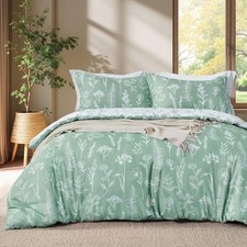 Floral Queen Comforter Set Sage Green Bedding Set - 3 Pieces Queen Bed in a Bag