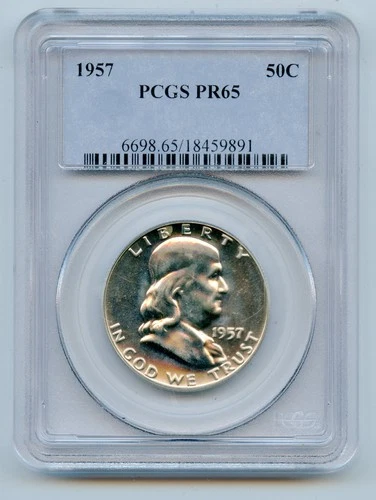 1957 Proof Franklin Silver Half Dollar 50c PCGS PR65