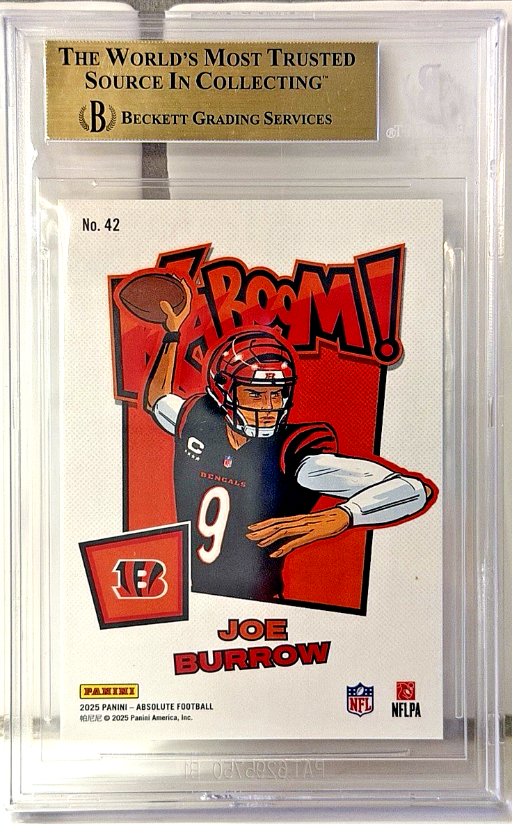 洋楽 SKANLESS JOE / Keepin Ya Subbin 2025 Panini Absolute Football Joe Burrow Vertical Gold KABOOM! BGS