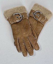 Coach Women's Suede Shearling Buckle Cuff Wrist Warm Winter Glove Size 7