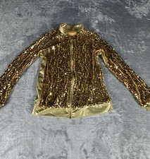 Mixify Gold Dance Jacket CHILD SIZE LARGE 14 Sequin Bomber Zip New