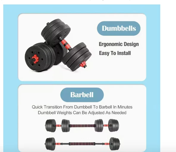 1pc 20kg All-in-One Adjustable Dumbbell & Barbell Set with 2-in-1 Conversion Sys - Image 4 of 4