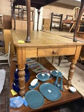 Large Pine Farmhouse Kitchen Dining Table 184cm Long x 77 x 90.5 with drawer