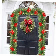 9ft Christmas Garland with Lights - Green Holiday Decorations for Home 1 Pack