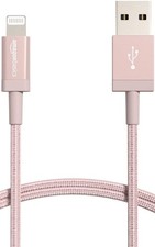 Amazon Basics USB-A to Light(ning) Cable MFi Nylon Braided 6ft Rose Gold