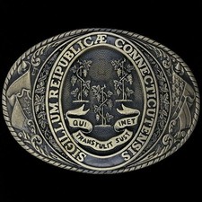 New Tony Lama Connecticut Gift Western Brass 1980s Vintage Belt Buckle