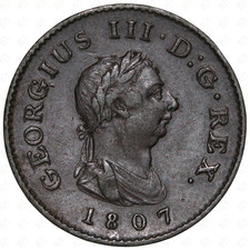 1807 Great Britain George III Farthing Coin – Copper