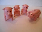 4 Vintage Fisher Price Little People Farm Poseable Pigs