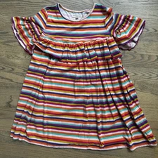 Tucker + Tate Striped Dress Ruffle Sleeve Colorful Girls Size 8