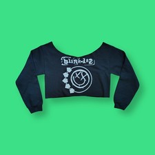Blink 182 Cutoff Crew Neck Sweatshirt Large Untitled Smiley Punk Rock Emo Crop