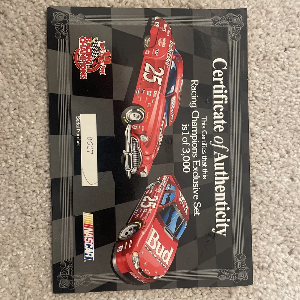 Wally Dallenbach #25 Budweiser 1:24 Racing Champions Diecast 1 de 3000 - Imagem 2 de 2