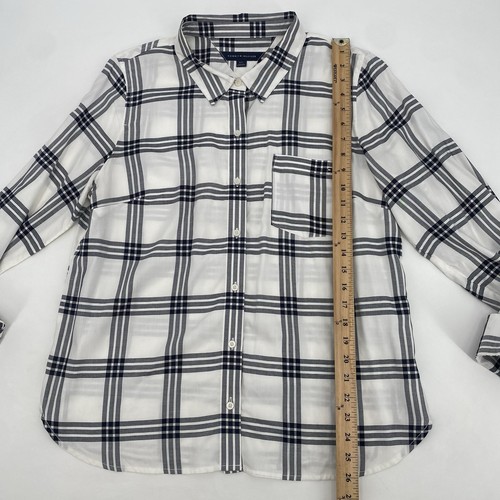 Tommy Hilfiger Langarmhemd Damen Gr. XL weiß schwarz kariert Knopfleiste - Bild 4 von 9