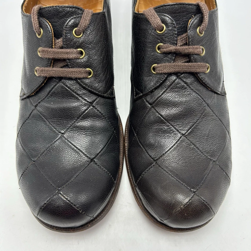 Chie Mihara Lace Up Shoes Womens 9.5 Heel Brown Leather Weave 40 Spain 2in - Image 3 of 4