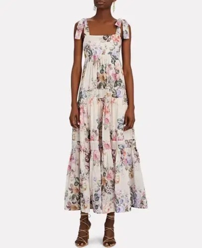 Zimmermann Dress Size 0P AU6 US2 Brighton Tie Shoulder Floral Tiered Midi Maxi - Picture 4 of 18