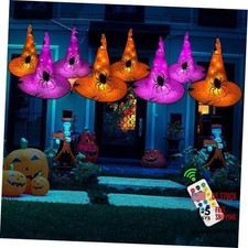 8 Pcs Lighted Hanging Witch Hats - 8 Modes - 1 Pack