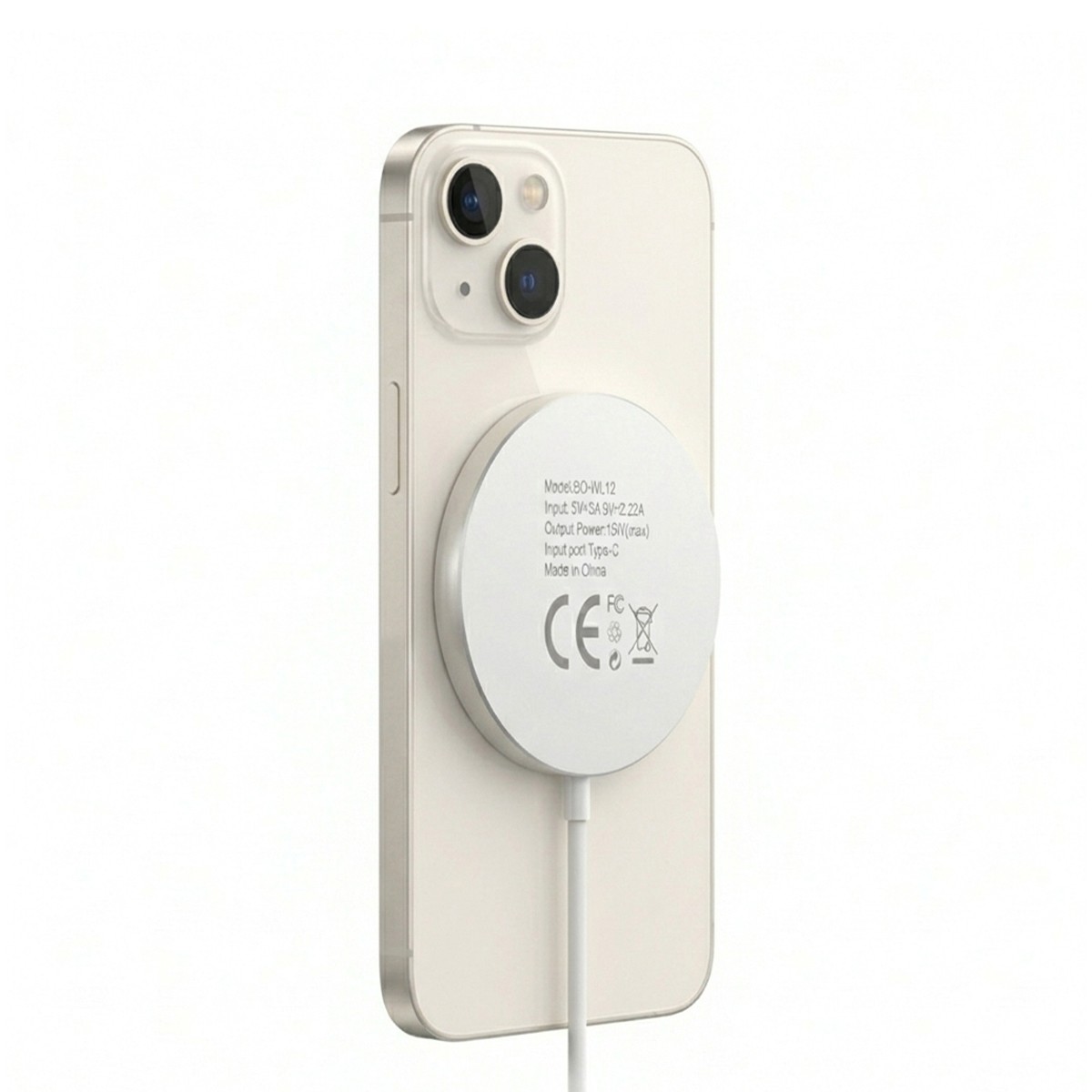 Chargeur induction aimanté Mayaxess 15W blanc compatible iPhone 14