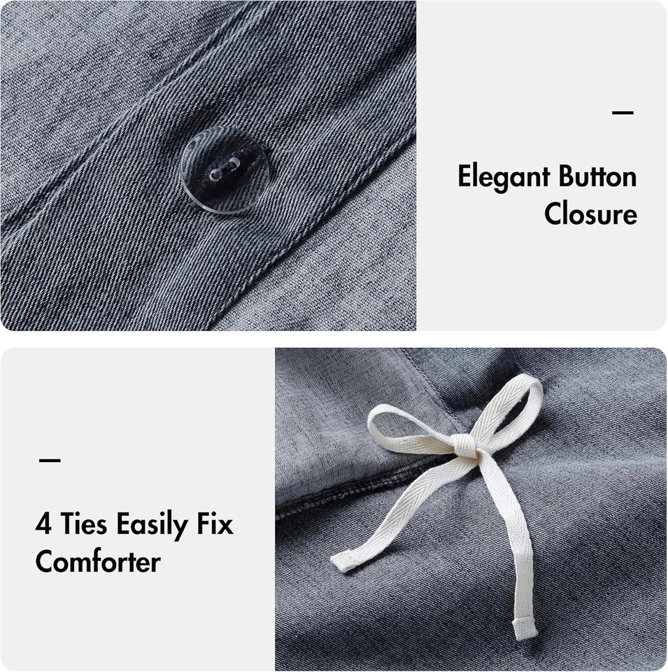 Juego de funda nórdica Woolrich algodón piedra lavado McKenzie, completo/azul reina 3 piezas Foto 4 de 4