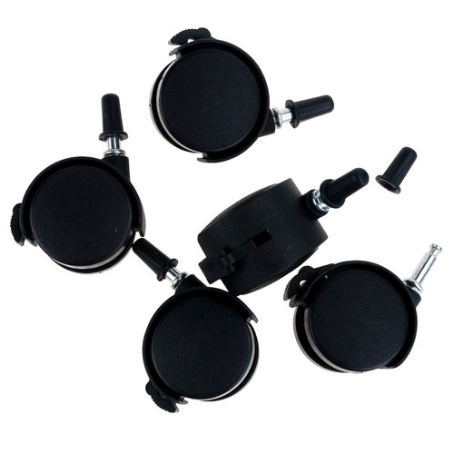 MÖBEL ROLLEN GUMMIRÄDER FÜR SCHRANK STUHL SET VON 5 STÜCK SCHWARZ MÖBEL ROLLEN G - Bild 2 von 7