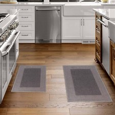 2 Piece Rome Latex Backing Washable Highly Absorbent Solid Bathroom Bath Rug Set