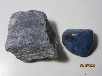 Dumortierite Rough & Tumbled Quartz 1 1/2'' Mineral Brazil Collectible DQRMC-3s
