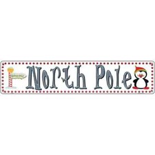 North Pole Novelty 3"x12" metal street sign plaque Home Door Garage Wall Decor