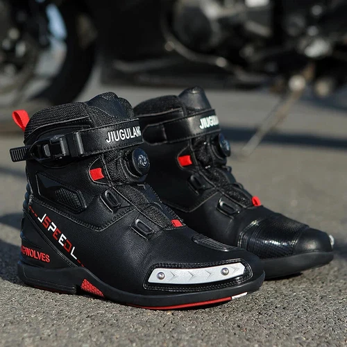 Motorradstiefel Leder Fahrer Schutz Anti Rutsch Off-Road Motorrad Rennschuhe - Bild 3 von 26