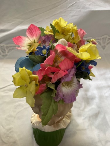 Vintage Parma AAI KOPF VASE A- 44 ? & Kunstperlen ORIGINAL BLUMEN GRÜN KLEID EXC. - Bild 7 von 12